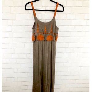 HD in Paris - Anthro Taupe & Orange Maxi Dress, M